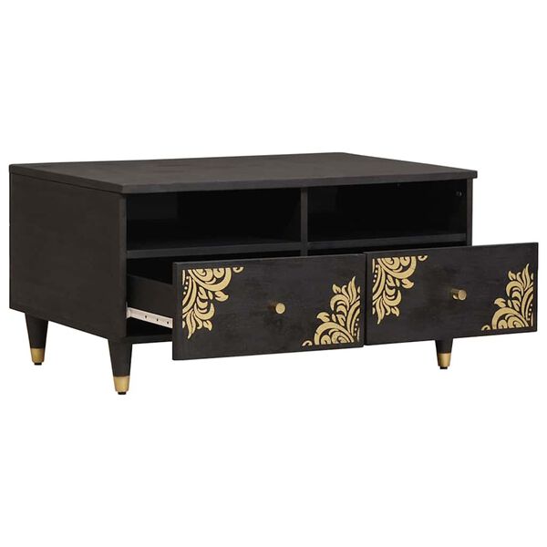 vidaXL Table basse Noir 80 x 54 x 40 cm Bois de mangue massif