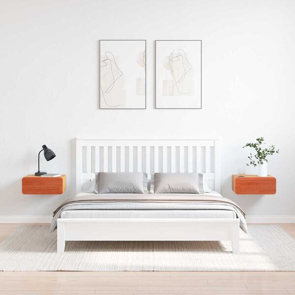 vidaXL Table de chevet avec tiroir 2 pcs Brun cire 39 x 34 x 16,5 cm