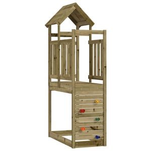 vidaXL Tour de jeu Marron 53 x 110,5 x 214 cm Bois solide impr&eacute;gn&eacute;