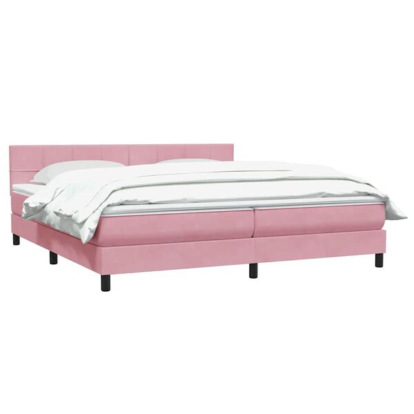 vidaXL Sommier &agrave; lattes de lit avec matelas rose 180x220 cm velours
