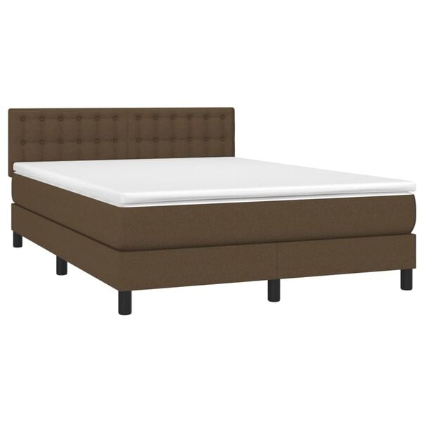 vidaXL Sommier &agrave; lattes de lit matelas et LED Marron fonc&eacute; 140x190 cm
