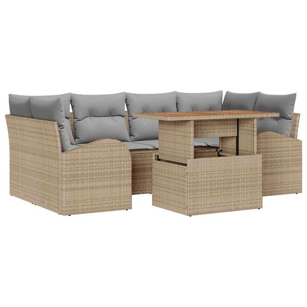 vidaXL Ensemble de canap&eacute; de jardin 7 pcs beige et gris clair