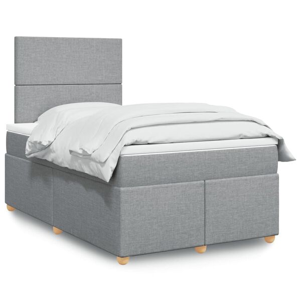 vidaXL Sommier &agrave; lattes de lit et matelas gris clair 120x190 cm tissu