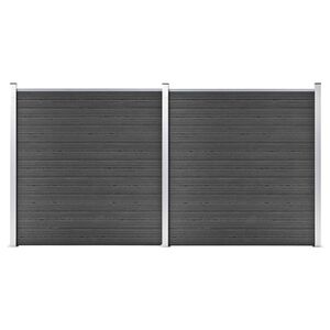 vidaXL Ensemble de panneau de cl&ocirc;ture WPC 353x186 cm Noir