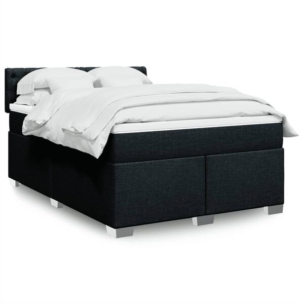 vidaXL Sommier &agrave; lattes de lit avec matelas Noir 140x190 cm Tissu
