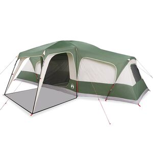 vidaXL Tente familiale avec d&ocirc;me porche 9 personnes vert imperm&eacute;able