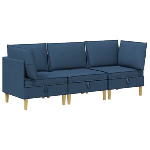 vidaXL Canap&eacute; modulaire avec rangement 3 pcs Bleu Tissu