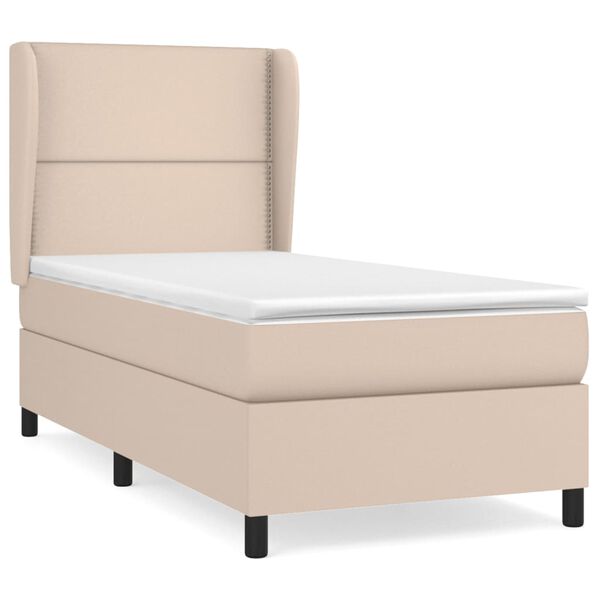 vidaXL Sommier &agrave; lattes de lit avec matelas Cappuccino 90x200 cm