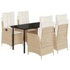 vidaXL Ensemble &agrave; manger de jardin avec coussins 5pcs Beige poly rotin