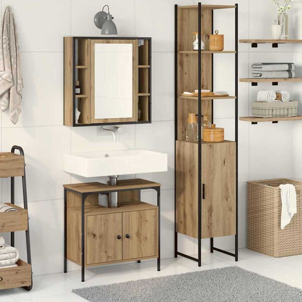 vidaXL Ensemble de mobilier de salle de bain 3 pcs Chêne artisanal
