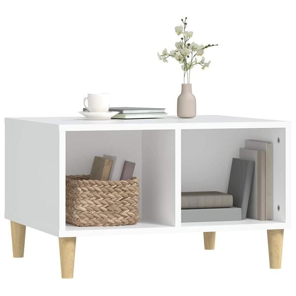 vidaXL Table basse Blanc 60x50x36,5 cm Bois d'ing&eacute;nierie