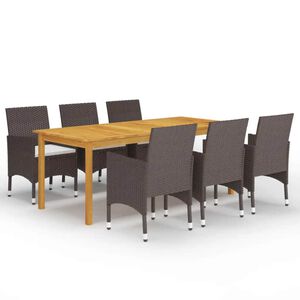 vidaXL Ensemble &agrave; manger de jardin et coussins 7 pcs Marron