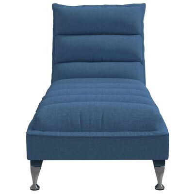 vidaXL Chaise longue avec coussins bleu tissu