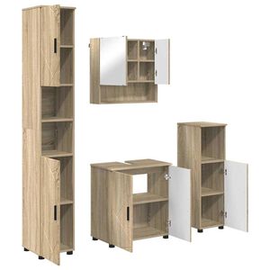 vidaXL Ensemble de mobilier de salle de bain 4 pc Ch&ecirc;ne Sonoma