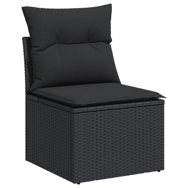 vidaXL Salon de jardin 5 pcs avec coussins noir r&eacute;sine tress&eacute;e