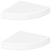 vidaXL &Eacute;tag&egrave;res d'angle flottantes 2 pcs blanc brillant 25x25x3,8 cm