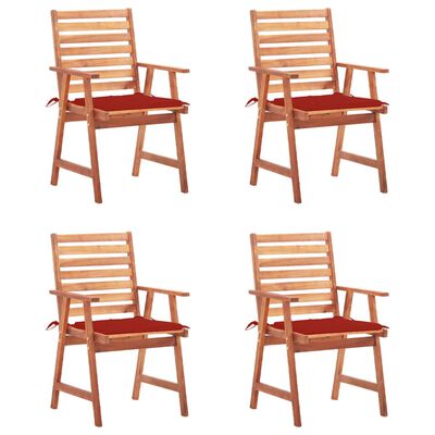 vidaXL Chaises à dîner d'extérieur 4 pcs avec coussins Acacia massif