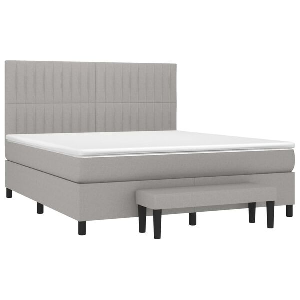 vidaXL Sommier &agrave; lattes de lit avec matelas Gris clair 180x200cm Tissu