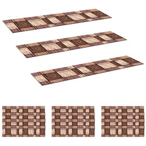 vidaXL Tapis d'escalier 15 pc 76 x 20 cm Marron Polyester