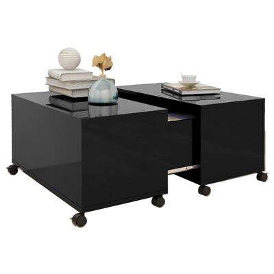 vidaXL Table basse noir brillant 75x75x38 cm bois d'ingénierie