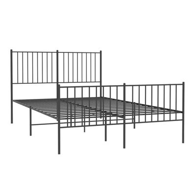 vidaXL Cadre de lit métal sans matelas avec pied de lit noir 135x190cm