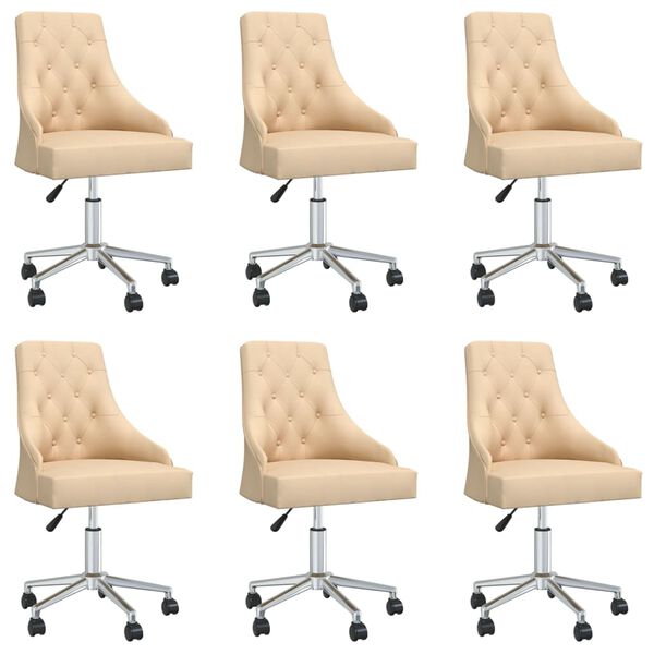 vidaXL Chaises pivotantes &agrave; manger lot de 6 Cr&egrave;me Tissu