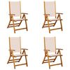 vidaXL Chaises pliables de jardin lot de 4 bois d'acacia et textil&egrave;ne