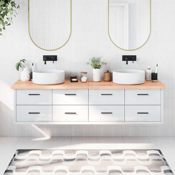 vidaXL Comptoir de salle de bain marron 200x60x(2-4) cm bois trait&eacute;