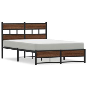 vidaXL Cadre de lit en m&eacute;tal sans matelas ch&ecirc;ne marron 120x190 cm