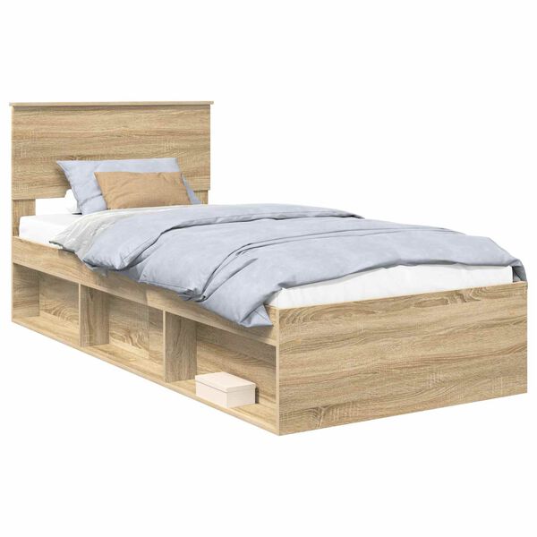 vidaXL Cadre de lit Ch&ecirc;ne Sonoma 75 x 190 cm Bois d'ing&eacute;nierie