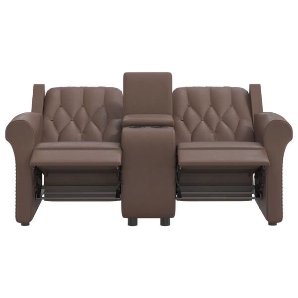 vidaXL Fauteuil inclinable porte-gobelets 2 places marron similicuir
