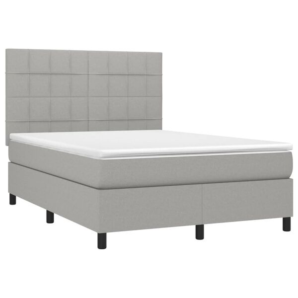 vidaXL Sommier &agrave; lattes de lit et matelas et LED Gris clair 140x200 cm
