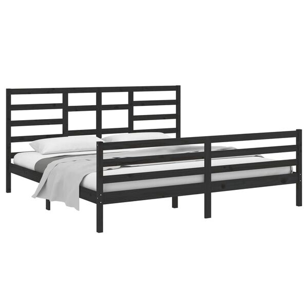 vidaXL Cadre de lit sans matelas noir bois massif 200x200 cm