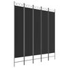 vidaXL Cloison de s&eacute;paration 5 panneaux Noir 200x220 cm Tissu