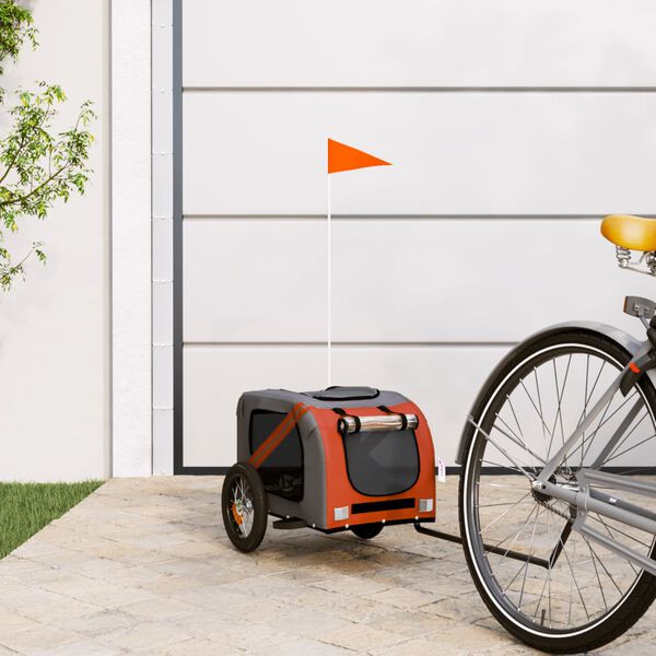vidaXL Remorque de v&eacute;lo pour animaux de compagnie orange et gris
