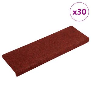 vidaXL Tapis d'escalier autocollants 30 pi&egrave;ces 65 x 21 x 4 cm Bordure rectangulaire rouge bordeaux