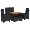 vidaXL Ensemble &agrave; manger de jardin 4 pcs avec coussins noir