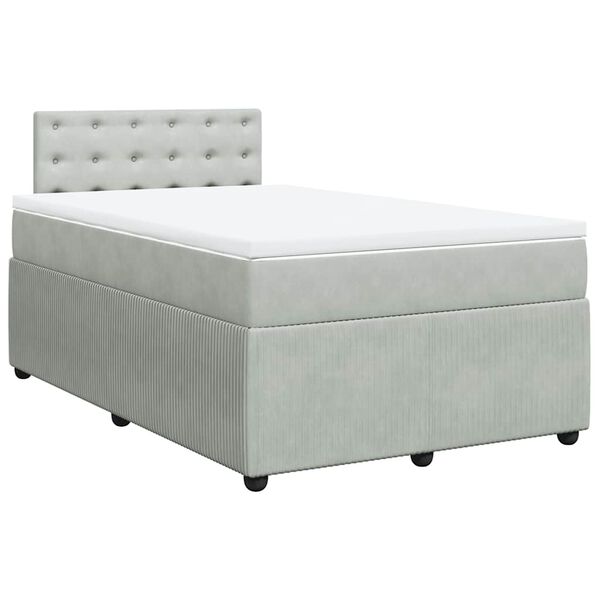 vidaXL Sommier &agrave; lattes de lit et matelas Gris clair 120x200cm Velours
