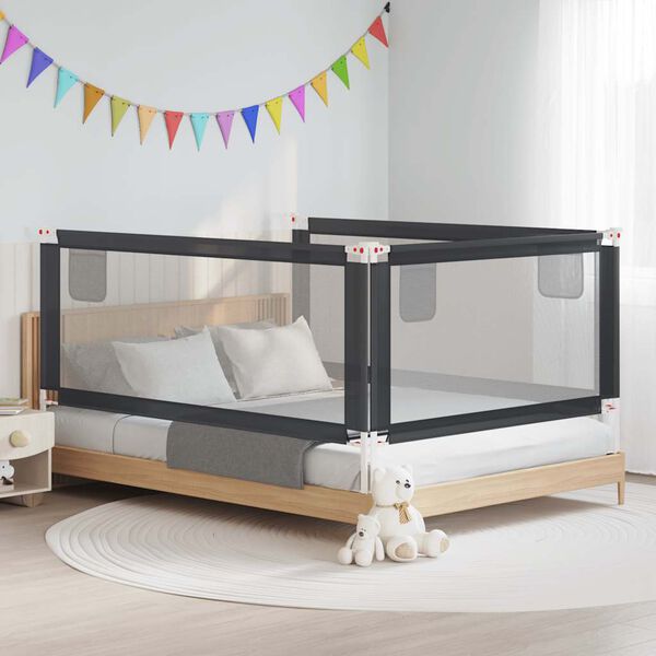 vidaXL Barri&egrave;re de s&eacute;curit&eacute; de lit d'enfant Gris fonc&eacute; 200x25 cm Tissu