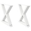 vidaXL Pieds de table basse 2 pièces Blanc 50 x (42-43,3) cm Acier
