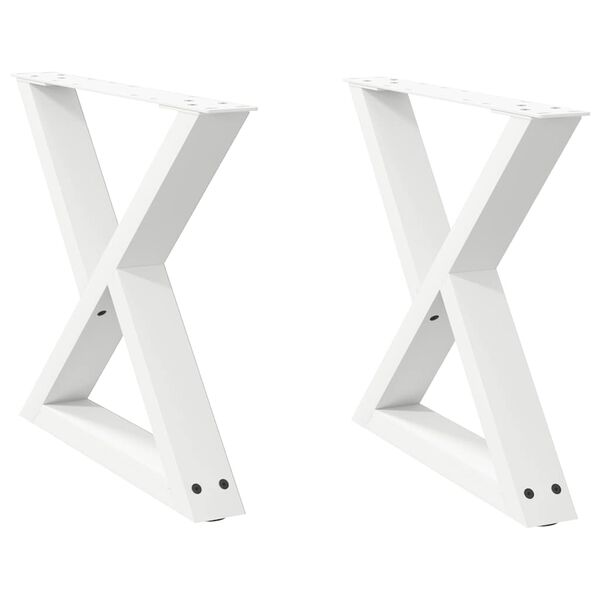 vidaXL Pieds de table basse 2 pièces Blanc 50 x (42-43,3) cm Acier