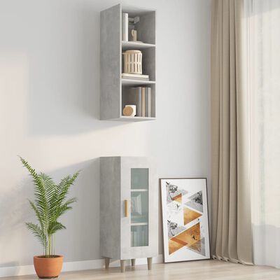 vidaXL Armoire murale Gris béton 34,5x32,5x90 cm Bois d'ingénierie