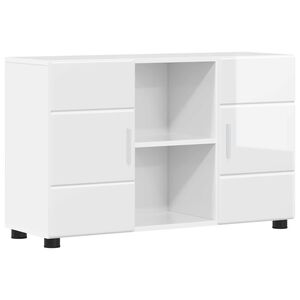 vidaXL Buffet avec &eacute;tag&egrave;re FLORIN Blanc brillant 88,5 x 30,5 x 55,5 cm