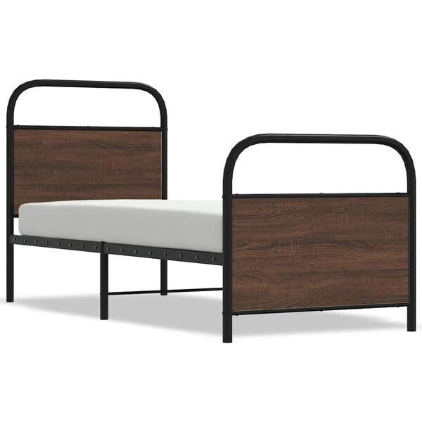vidaXL Cadre de lit sans matelas 75x190cm ch&ecirc;ne marron bois ing&eacute;nierie