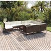 vidaXL Salon de jardin 12 pcs avec coussins R&eacute;sine tress&eacute;e Marron
