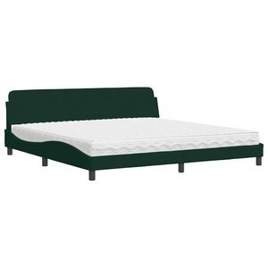 vidaXL Lit avec matelas Dover vert fonc&eacute; 200x200 cm velours