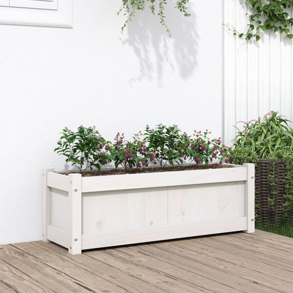 vidaXL Jardini&egrave;re blanc 90x31x31 cm bois massif de pin