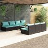vidaXL Salon de jardin 8 pcs avec coussins r&eacute;sine tress&eacute;e noir