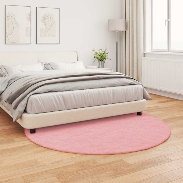 vidaXL Tapis en Fourrure Synth&eacute;tique de Lapin Olite Rose &Oslash; 200 cm