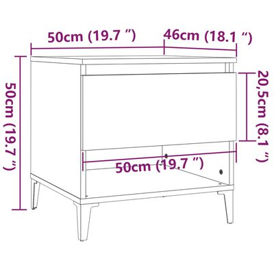 vidaXL Tables d'appoint 2 pcs Gris béton 50x46x50 cm Bois d'ingénierie